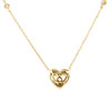 10K Yellow Gold Baguette Diamond Domed Heart Charm Station 18" Necklace 1/4 Ct.