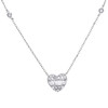 10K White Gold Baguette Diamond Domed Heart Charm Station 18" Necklace 1/4 Ct.