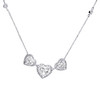 10 k hvidguld diamant halo triple heart charm station link 18" halskæde 3/4 ct.