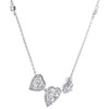 10K White Gold Diamond Halo Triple Heart Charm Station Link 18" Necklace 3/4 Ct.