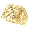 10K Yellow Gold Round Diamond Nugget Ore Wide Frame 18mm Pinky Ring Band 5/8 CT.