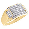 10K Yellow Gold Round Diamond Rectangle Frame Pinky Ring 12mm Pave Band 1/2 CT.
