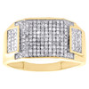 10K Yellow Gold Round Diamond Rectangle Frame Pinky Ring 12mm Pave Band 1/2 CT.