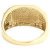 10K Yellow Gold Round Diamond Rectangle Frame Pinky Ring 12mm Pave Band 1/2 CT.
