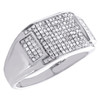 10K White Gold Round Diamond Rectangle Frame Pinky Ring 12mm Pave Band 1/2 CT.