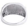 10K White Gold Round Diamond Rectangle Frame Pinky Ring 12mm Pave Band 1/2 CT.