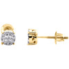 14K Yellow Gold Quad Princess Diamond Halo 5mm Circle Stud Earrings 0.16 Ct.