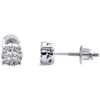 14K White Gold Quad Princess Diamond Halo 5mm Circle Stud Earrings 0.16 Ct.