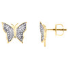 10K Yellow Gold Round Diamond Medium Butterfly Stud Themed Earrings 0.25 Ct.