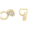 10K Yellow Gold Round Diamond Heart Drop Dangler Halo Hoop Earrings 0.62 Ct.