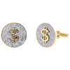 10K Yellow Gold Round Diamond Money / Dollar Sign Circle Cuff Links 1.37 Ct.