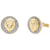 10K Yellow Gold Round Diamond Circle Frame 3D Lion Head Men's Cuff Links 0.87 Ct