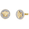 10K Yellow Gold Round Diamond Circle Frame Medusa Center Cuff Links 0.87 Ct.