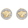 10K Yellow Gold Round Diamond Circle Frame Medusa Center Cuff Links 0.87 Ct.