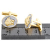 10K Yellow Gold Round Diamond Circle Frame Medusa Center Cuff Links 0.87 Ct.