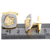 10K Yellow Gold Round Diamond Square Frame Medusa Center Cuff Links 1.20 Ct.
