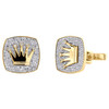 10K Yellow Gold Round Diamond Square Frame King's Crown Cuff Links 1.37 Ct.