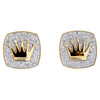 10K Yellow Gold Round Diamond Square Frame King's Crown Cuff Links 1.37 Ct.