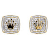 boutons de manchette en or jaune 10 carats avec diamant baguette et couronne du roi 1,25 ct.