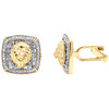 10K Yellow Gold Baguette Diamond Square Frame 3D Lion Head Cuff Links 1.25 Ct.