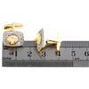 boutons de manchette tête de lion 3D à cadre carré en diamant baguette en or jaune 10 carats 1,25 ct.