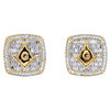 boutons de manchette maçonniques pour hommes, cadre carré en diamant baguette en or jaune 10 carats, 1,33 ct.