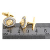 boutons de manchette tête de lion 3d en or jaune 10 carats avec cadre circulaire en diamant baguette 1,33 ct.