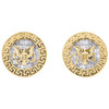 gemelli con chiave greca e chiave greca in oro giallo 10k con diamanti baguette e aquila americana da 1/3 ct.