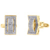 10K Yellow Gold Round Diamond Tiered Dome Rectangle Frame Cuff Links 0.62 Ct.