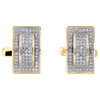 10K Yellow Gold Round Diamond Tiered Dome Rectangle Frame Cuff Links 0.62 Ct.