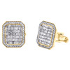 boutons de manchette à cadre octogonal géométrique en or jaune 10 carats et diamants baguette 1,25 ct.