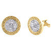 10K Yellow Gold Baguette Diamond Greek Key Halo Circle Frame Cuff Links 0.62 Ct.