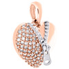 10K Rose Gold Round Diamond Domed Open Zipper Heart Pendant Love Charm 1/4 Ct.
