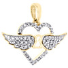 10-karätiger Gelbgold-Diamant, offenes Herz, Schlüsselloch mit Engelsflügel-Anhänger, 0,33 ct.