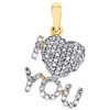 10K Yellow Gold Diamond Block Font "I Heart You" Pendant Love Charm 0.33 Ct.