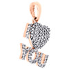 pendentif en forme de bloc de diamants en or rose 10 carats "Je t'aime" pendentif breloque d'amour 0,33 ct.