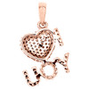 ciondolo con ciondolo d'amore "i heart you" in oro rosa 10k con carattere a blocchi di diamanti 0,33 ct.