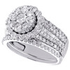 anillo de compromiso nupcial con halo de flores de diamantes baguette en oro blanco de 14 k, 2 tcw