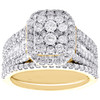 anello di fidanzamento con set da sposa in oro giallo 14k con diamanti baguette e rettangolo, 2 tcw