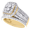 14K Yellow Gold Baguette Diamond Rectangle Halo Bridal Set Engagement Ring 2 TCW