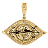 10K Yellow Gold Real Round & Baguette Diamond Evil Eye Pendant 0.90" Charm 1 CT.