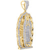 10K Yellow Gold Round Diamond Miraculous Virgin Mary Pendant 1.65" Charm 0.60 CT.