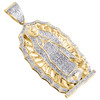 10 k gult guld rund diamant miraculous virgin mary hänge 1,65" berlock 0,60 ct.