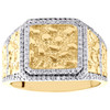 10K Yellow Gold Genuine Round Diamond Nugget Ore Pinky Ring Square Band 1/2 CT.