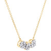 10K Yellow Gold Diamond 3 Stone Cluster Necklace 18" Rolo Cable Chain 1/2 CT.