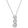 10K White Gold Diamond Graduated Cluster Necklace 18" Rolo Cable Chain 1/2 CT.