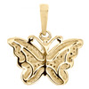 10K Yellow Gold Round Diamond Double Frame Butterfly Pendant 0.70" Charm 3/8 CT.