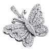 10K Yellow Gold Round Diamond Double Frame Butterfly Pendant 0.85" Charm 3/4 CT.