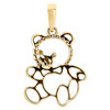 10K Yellow Gold Round Diamond Teddy Bear Pendant 0.80" Statement Charm 1/20 CT.