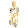 10K Yellow Gold Round Diamond Teddy Bear Pendant 0.75" Statement Charm 1/12 CT.